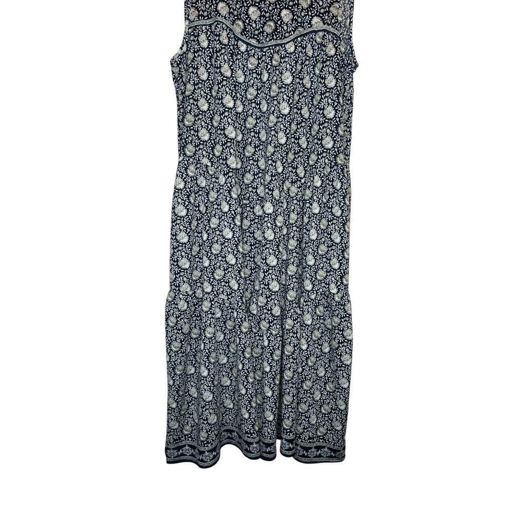MAX STUDIO Couper Cut Sleeveless Maxi Dress Floral Print Blue Size Medium - Picture 4 of 11